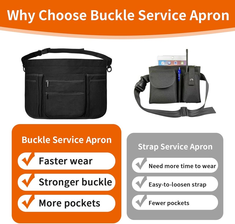 RHQQ Professional Cleaning Apron with 7 Pockets and Adjustable Waist Belt, Bartender, Chef, Waiter - Women & Men, Restaurants, Cafes, Bars, Black - Image 3